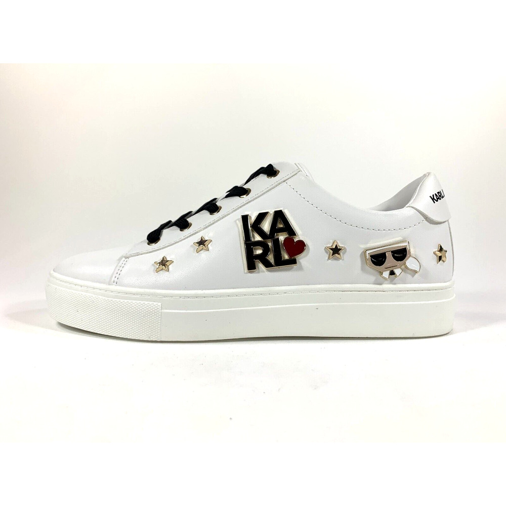 KARL LAGERFELD PARIS Cammy Lace Up White Sneakers Women Size 9